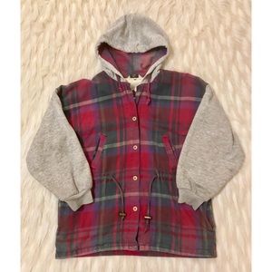 Vintage plaid button up hoodie